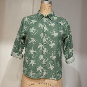 Modern Cowgirl Lasso Cotton 3/4 Sleeve Button Up